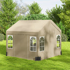 Outsunny 3 x 3 m Party Tent, Outdoor Canopy Tent Shelter with Removable Sidewalls, 4 Zipped Doors, for Parties, Wedding, Beige