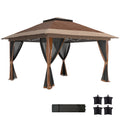 Outsunny 3.6 x 3.6m Pop-Up Gazebo, with Accessories - Brown