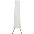 Dimmable Tripod Floor Lamp with Foot Switch, Nordic Standing Lamp with Fabric Shade, 153cm, White, White and Natural