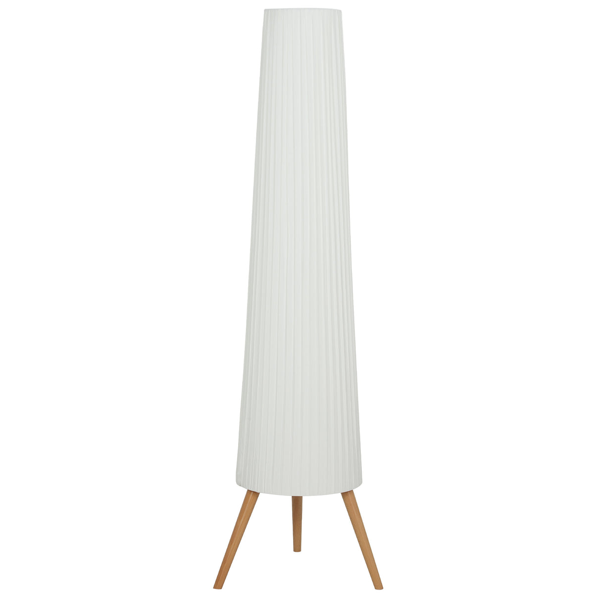 Dimmable Tripod Floor Lamp with Foot Switch, Nordic Standing Lamp with Fabric Shade, 153cm, White, White and Natural