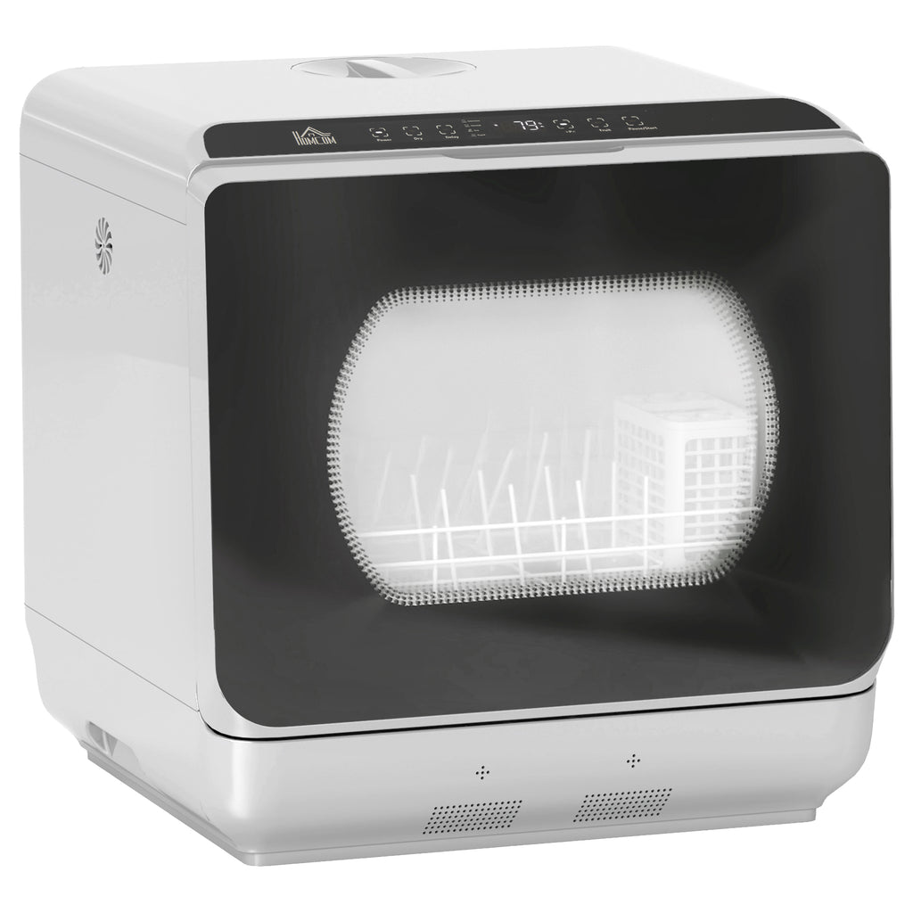 Table Top Dishwasher with Built-in 6L Water Tank, Mini Countertop Dishwasher with 6 Programs, 4 Place Settings, Silver Tone