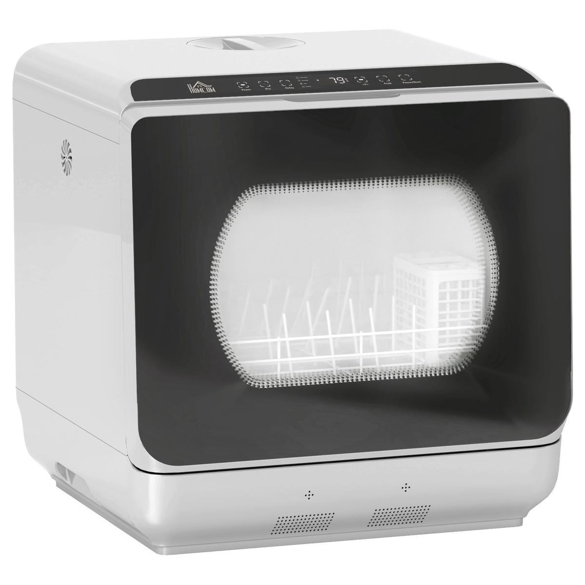 Table Top Dishwasher with Built-in 6L Water Tank, Mini Countertop Dishwasher with 6 Programs, 4 Place Settings, Silver Tone