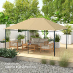 Outsunny 3 x 4m Gazebo Canopy Replacement Cover, Gazebo Roof Replacement (TOP COVER ONLY), Khaki