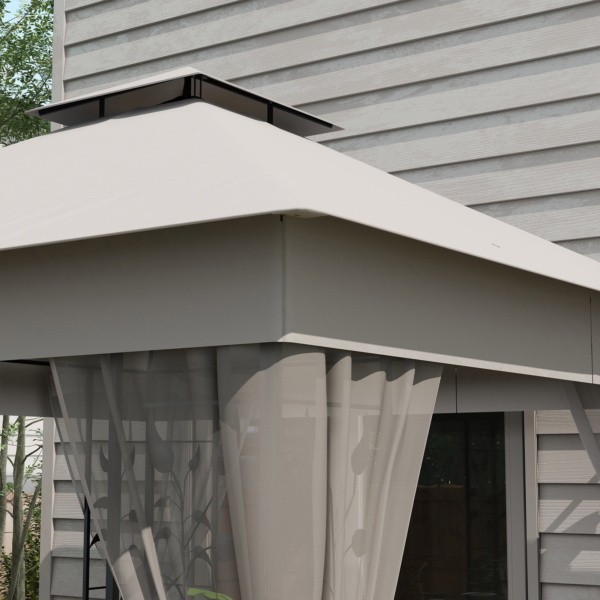 Outsunny 3 x 3m Steel Frame Double Roof Garden Gazebo - Light Grey