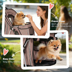 PawHut Dog Stroller, 3 Wheels Foldable Pet Stroller with Adjustable Canopy, Storage Basket for Small Mini Breeds, Coffee