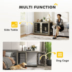 PawHut 46.46'' Dog Crate Furniture Table with Soft Washable Cushion and Lockable Door, for Large Indoor Dogs, Grey