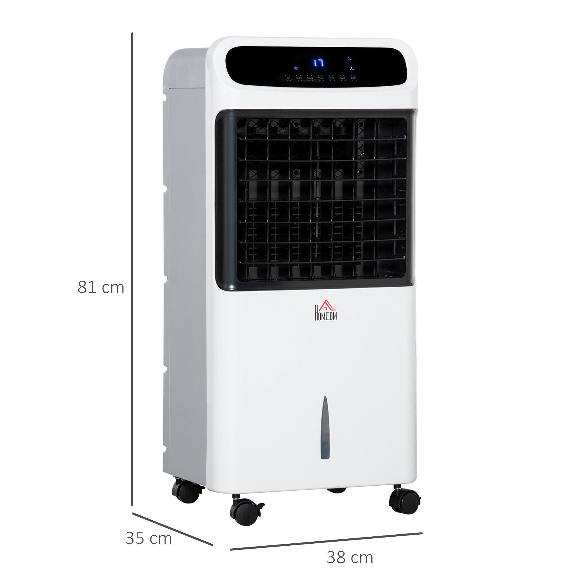 Mobile Air Cooler, 12L Tank Evaporative Ice Cooling Fan Water Conditioner Humidifier Unit with 3 Modes, 3 Speed, Remote, Timer, Oscillating for Home Bedroom