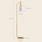 LED Floor Lamp for Living Room with Glass Lampshade, Modern Standing Lamp with Foot Switch, Adjustable Brightness, 2700K for Bedroom, Gold Tone