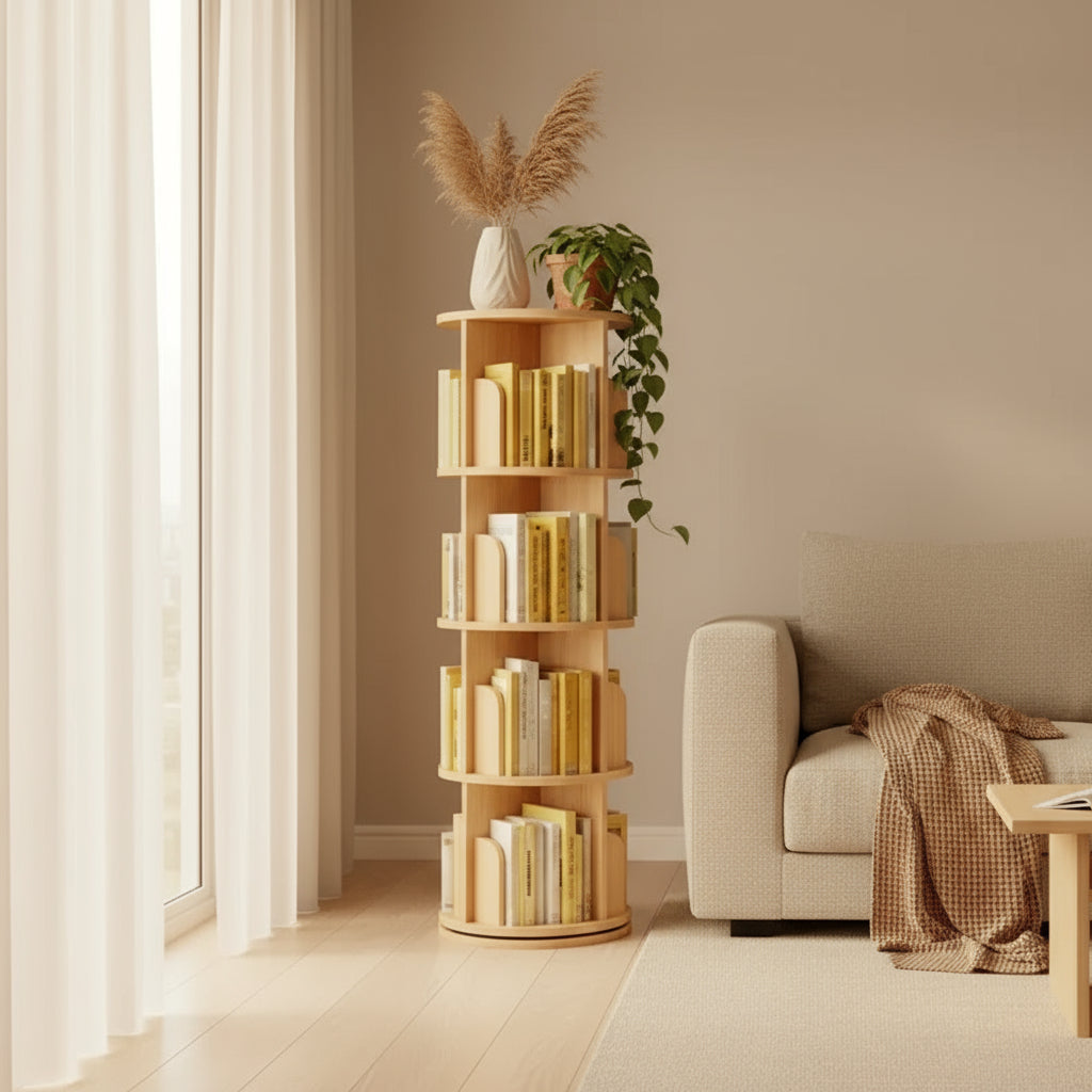 Rotating Modern Bookcase - Wooden 360