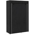 Fabric Wardrobe w/ Shelves Hanging Rail Foldable Wardrobe Black