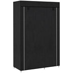 Fabric Wardrobe w/ Shelves Hanging Rail Foldable Wardrobe Black