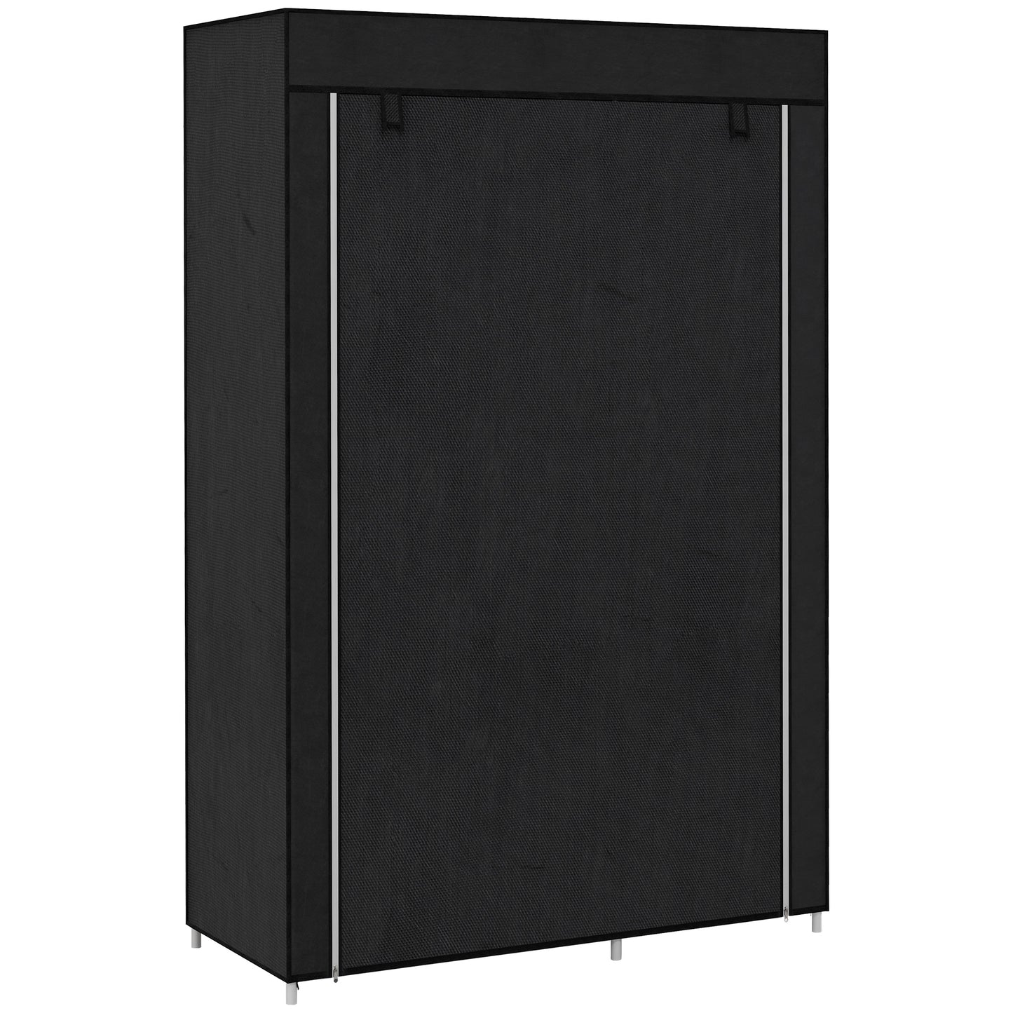 Fabric Wardrobe w/ Shelves Hanging Rail Foldable Wardrobe Black