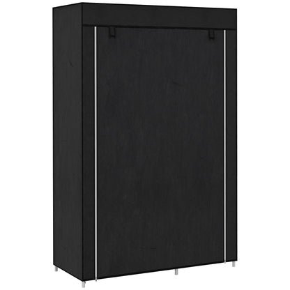 Fabric Wardrobe w/ Shelves Hanging Rail Foldable Wardrobe Black