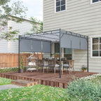 Outsunny 3 x 3(m) Steel Pergola Gazebo with Sliding Roof, Garden Gazebo Canopy Sun Shade Shelter for Outdoor, Deck, Patio, Dark Grey
