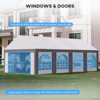 Outsunny 8m x 4m Marquee Gazebo with Sides, Level 4 Wind Protection & Waterproof, Light Grey