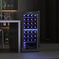 32-Bottle Narrow Wine Fridge, with Lights - Black