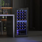 32-Bottle Narrow Wine Fridge, with Lights - Black