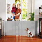 PawHut Retractable Stair Gate Extends Up to 180 cm Wide, Dog Gate for Doorways, Stairways, Hallways, Grey