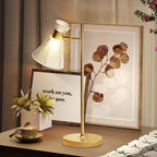 Modern Table Lamp, Bedside Lamp with Adjustable Flower-Shaped Head and E27 Socket for Living Room Bedroom Study, Bulb Not Included, Gold Tone