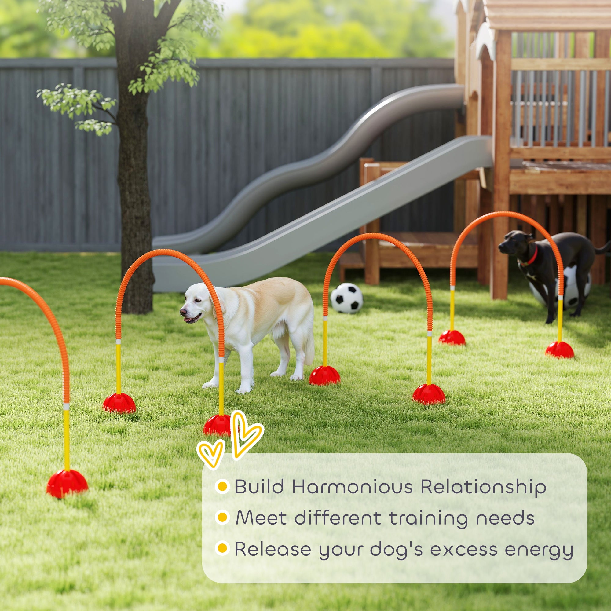 PawHut 4-Piece Dog Agility Training Equipment with 4 Adjustable Width Doors, Bag, for Garden, Orange