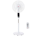 16'' Pedestal Stand Fan, 3 Speed 3 Mode, 85° Oscillation, LED Panel, 3M Remote Controller, Height Adjustable for Living Room, Bedroom, Garage, Office, Black and White