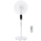 16'' Pedestal Stand Fan, 3 Speed 3 Mode, 85° Oscillation, LED Panel, 3M Remote Controller, Height Adjustable for Living Room, Bedroom, Garage, Office, Black and White