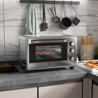 30L 60-230? Mini Electric Oven, with Accessories - Silver Tone