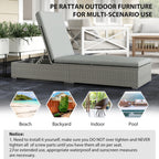 Outsunny Rattan Sun Lounger, Five-Position Reclining Garden Lounger Bed with Cushion, Light Grey