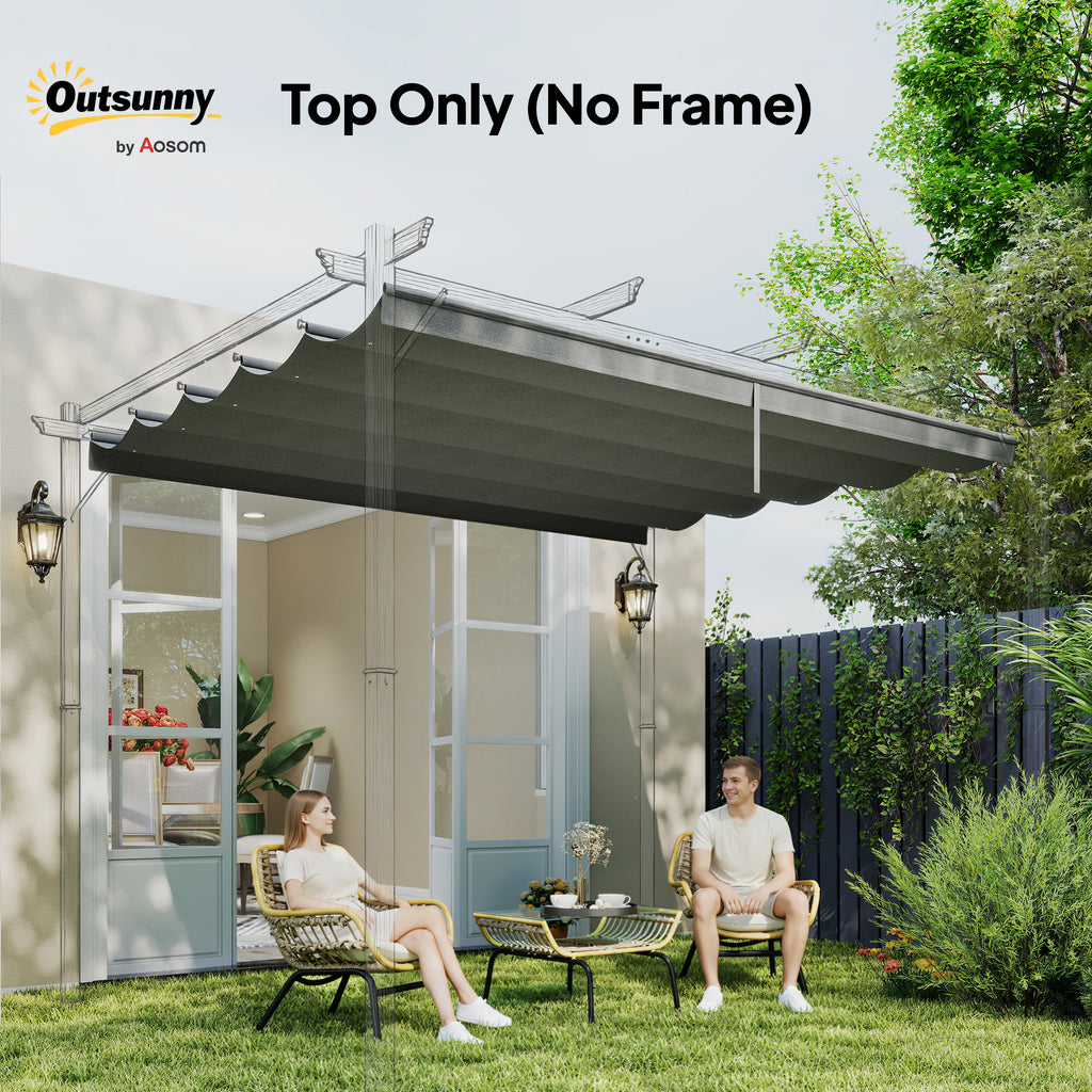 Outsunny Retractable Pergola Cover, 2.55 x 2.5 m Replacement Canopy Fabric for 3 x 3 m Frame, Roof Top Only, Light Grey