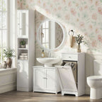 kleankin Under Sink Bathroom Cabinet, Freestanding Under Sink Cabinet with 2 Doors and Adjustable Shelf for Basin without or with Pedestal, White