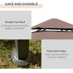 Outsunny 2.5x1.5m (8'x5') Grill Gazebo Canopy, Double Tiered Outdoor BBQ Gazebo Shelter with 2 Side Shelves for Garden, Patio, Barbecue, Picnic, Coffee
