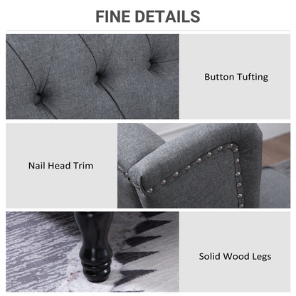 Recliner Armchair, Vintage Reclining Chair with Nail Head Trim, Wingback Chair with Button Tufted Back and Footrest, for Living Room, Grey