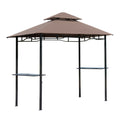 Outsunny 2.5x1.5m (8'x5') Grill Gazebo Canopy, Double Tiered Outdoor BBQ Gazebo Shelter with 2 Side Shelves for Garden, Patio, Barbecue, Picnic, Coffee