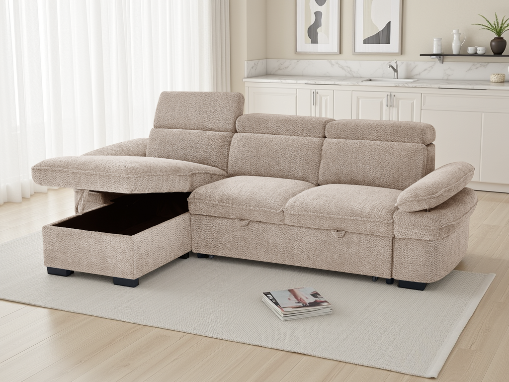 Hudson Sofabed Beige Universal Corner
