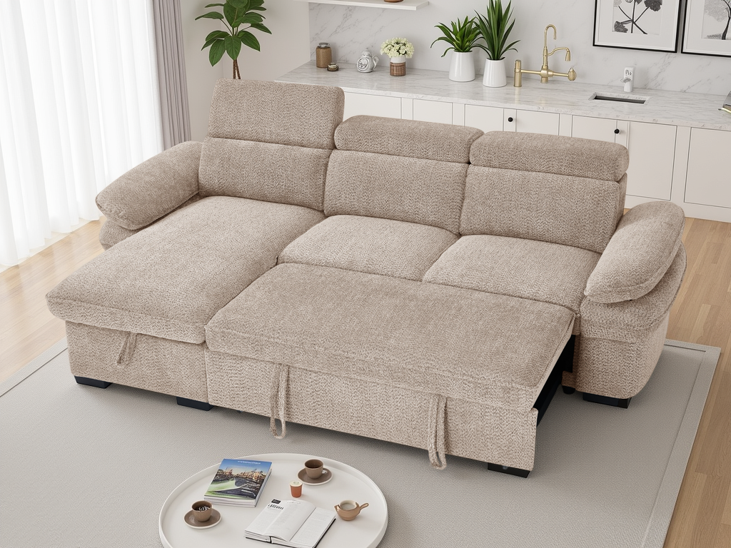 Hudson Sofabed Beige Universal Corner