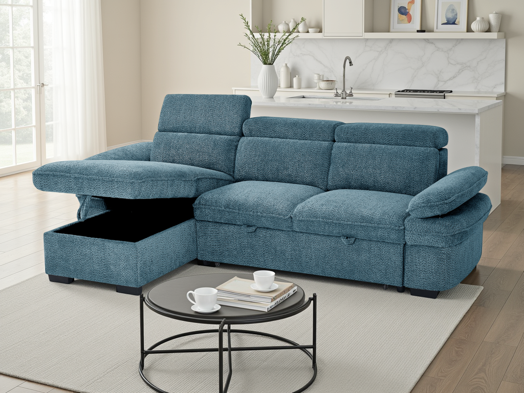 Hudson Sofabed Blue Universal Corner
