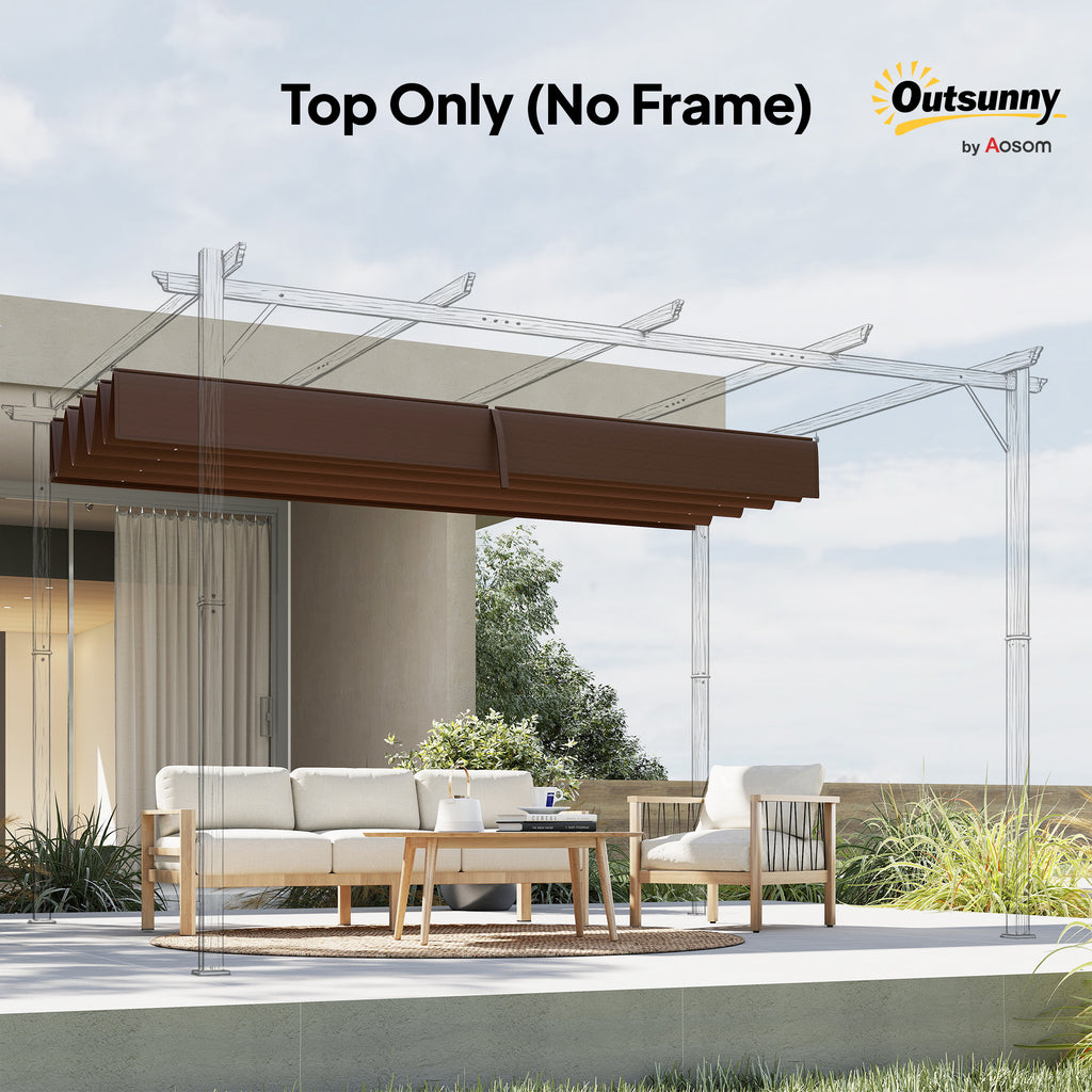 Outsunny Pergola Cover Roof, 2.86 x 2.45 m Retractable Sun Shade Top for 3 x 2m Pergola Frame, UV30+ Protected, Coffee