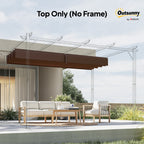 Outsunny Pergola Cover Roof, 2.86 x 2.45 m Retractable Sun Shade Top for 3 x 2m Pergola Frame, UV30+ Protected, Coffee