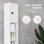 kleankin 180cm Slim Bathroom Cabinet with 9-layered Independent Storage for Family-friendly Storage  - White