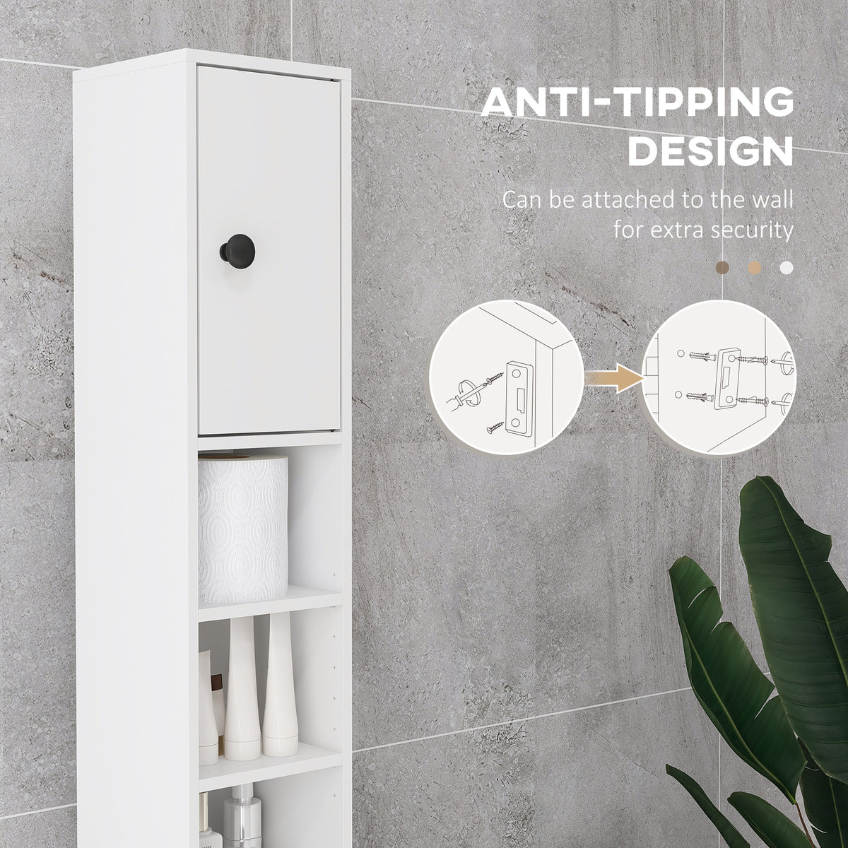 kleankin 180cm Slim Bathroom Cabinet with 9-layered Independent Storage for Family-friendly Storage  - White