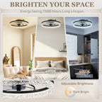 Ceiling Fan with Lights, Dimmable LED Mount Ceiling Fan Light with Remote App Control for Bedroom, Black