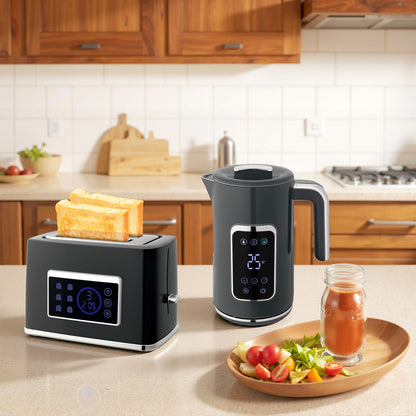 Touch Screen Kettle and Toaster Set - Grey