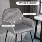 HOMCOM Modern Arm Chair Upholstered Accent Chair with Metal Base for Living Room Grey