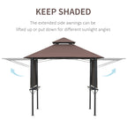 Outsunny 2.4 x 1.5 m (8' x 5') Grill Gazebo Canopy with Extendable Side Awnings, Outdoor BBQ Gazebo Shelter with 2 Side Shelves for Garden, Patio, Barbecue, Picnic, Coffee