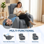 HOMCOM Massage Recliner Armchair, PU Leather Recliner Chair, Grey