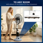Pedestal Fan with Water Mist Spray 3 Speeds 2.8L Water Tank, White