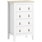 HOMCOM Bedroom Chest of Drawers, Modern 4 Drawer Dresser Cabinet with PU Leather Handles and Metal Runners for Living Room, Hallway, Entryway, 60 x 40 x 98 cm, White