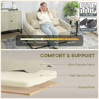 HOMCOM 2 Seater Sofa Bed, 3-in-1 Convertible Sleeper Sofa with Click-clack Adjustable Backrest and 2 Pillows, Light Brown