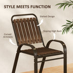 Outsunny 3 Pieces Patio Bistro Set with Stackable Chairs, Tempered Glass Table, for Outdoor, Balcony, Patio, Garden, Dark Brown