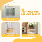 PawHut Baby Gate, Pet Safety Gate Pressure Fit, 76-81cm Wide with Two-Way Open, One-Hand Opening